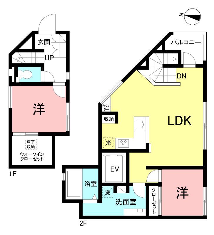 メゾンドボヌール中村橋(2LDK/1階)の間取り写真