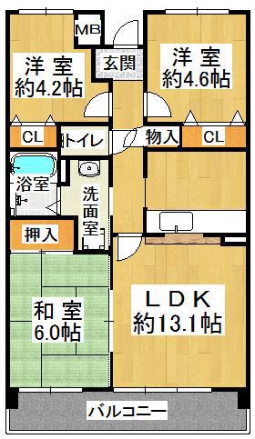 井吹東シティコート(3LDK/3階)の間取り写真
