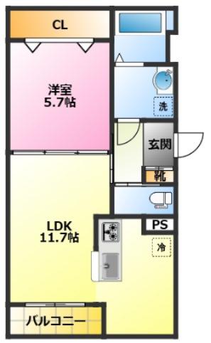 GRACE RUHEグラースルーエ(1LDK/1階)の間取り写真