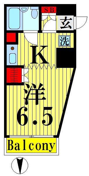 第2サンヒルズ(1K/2階)の間取り写真