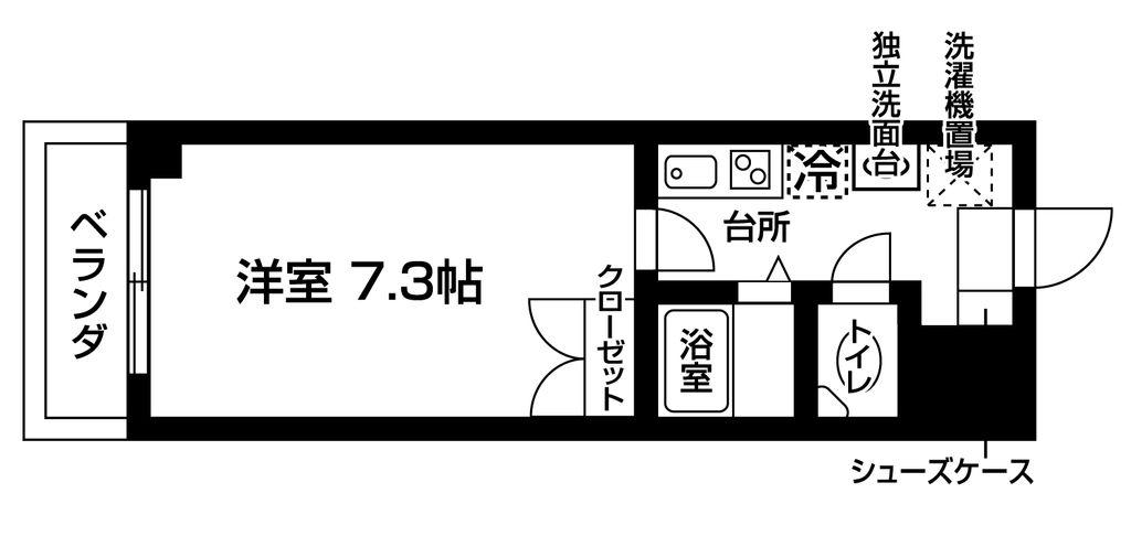 オーパス自由ヶ丘(1K/1階)の間取り写真
