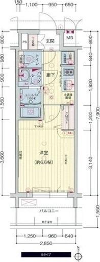 プレサンスNAGOYA本陣(1K/9階)の間取り写真