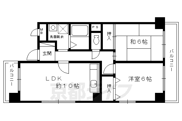 カーネルヒル(2LDK/5階)の間取り写真