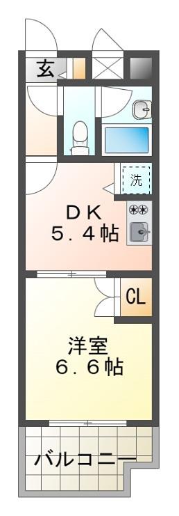 TOA第三ビル(1DK/2階)の間取り写真