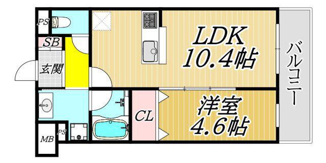 シトラス武庫之荘(1LDK/1階)の間取り写真