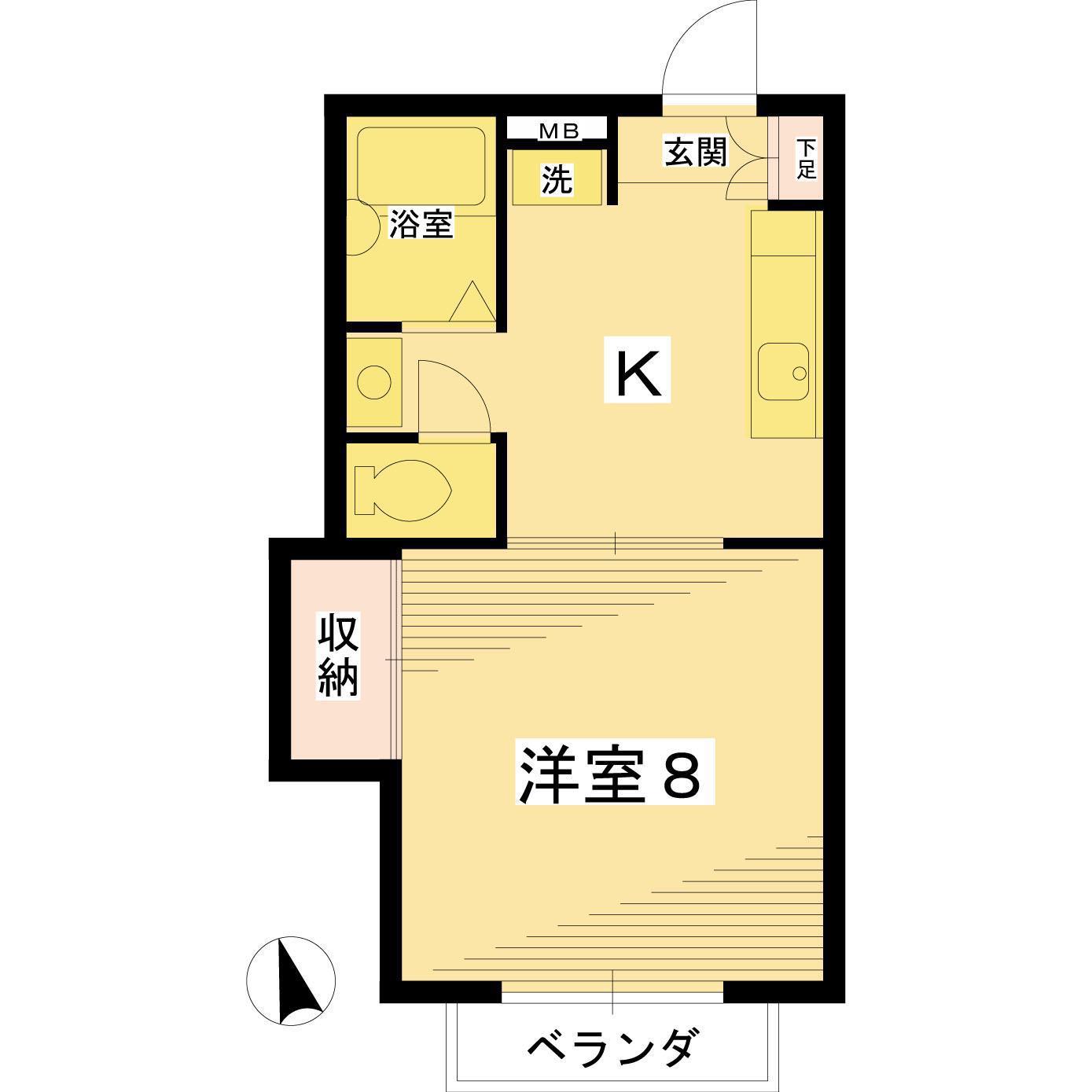 リラハウス(1K/1階)の間取り写真