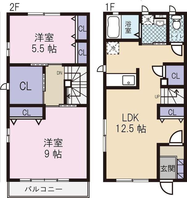 セゾンハイム B(2LDK/1階)の間取り写真