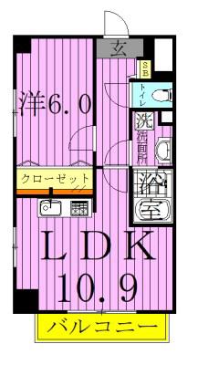 SHINSUI REIWA(1LDK/10階)の間取り写真