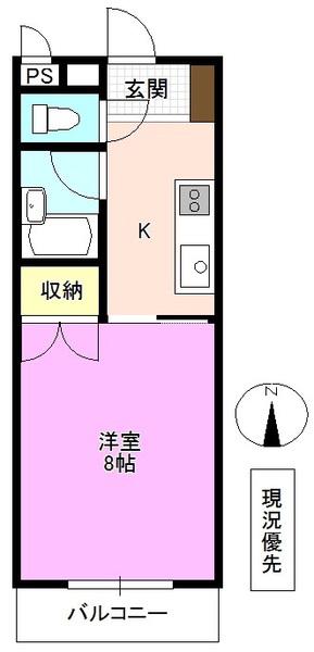 グレース天神(1K/4階)の間取り写真