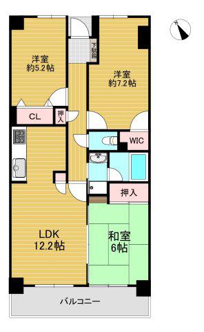 エクセル熊取(3LDK/8階)の間取り写真