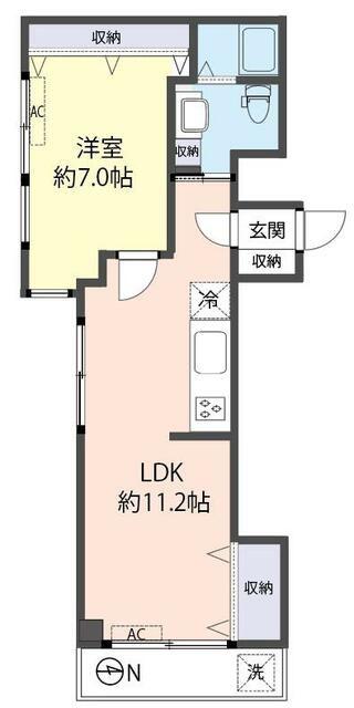 豊島ヶ丘ハウス(1LDK/5階)の間取り写真