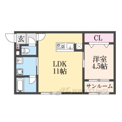 LUZ OV(1LDK/2階)の間取り写真