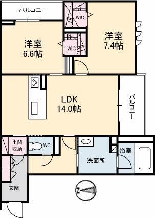 シャーメゾンステージ大島(2LDK/2階)の間取り写真