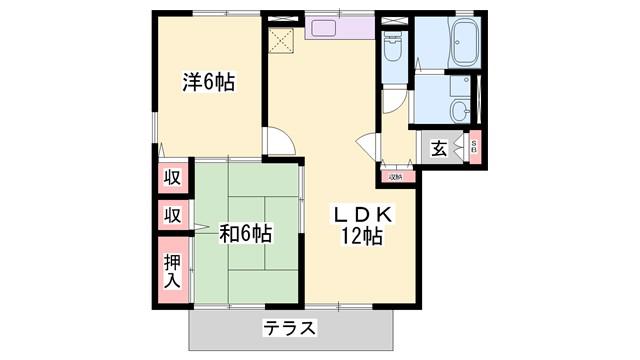 ガーデンハイツ A棟(2LDK/1階)の間取り写真