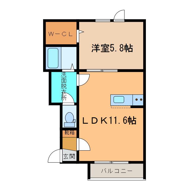 NAGOMI(1LDK/2階)の間取り写真