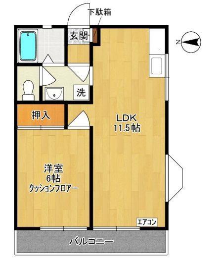 アゼリアハイム(1LDK/2階)の間取り写真