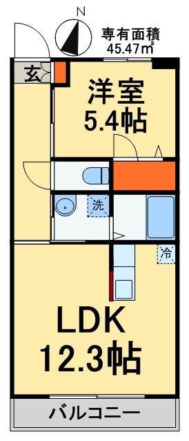 ビューアイランド弐番館(1LDK/3階)の間取り写真