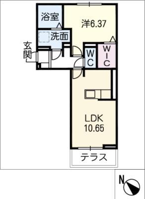 グランコールささしま(1LDK/1階)の間取り写真