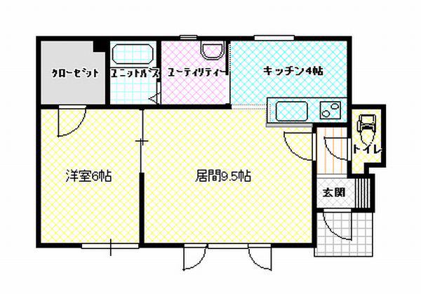 ハスコート遠別(1LDK/1階)の間取り写真