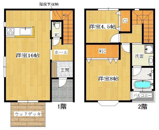 フィオーレ・ビオB(2LDK/1階)の間取り写真