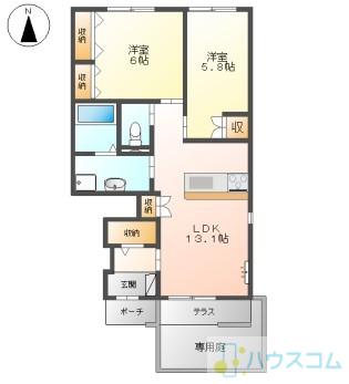 リンダカーサ(2LDK/1階)の間取り写真