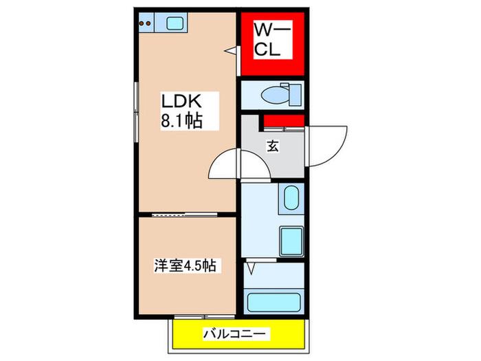 S-COURT千葉寺町(1LDK/2階)の間取り写真