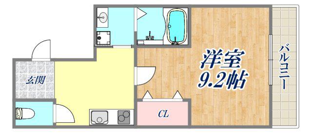 フジパレス西宮甲東園1番館(1K/3階)の間取り写真