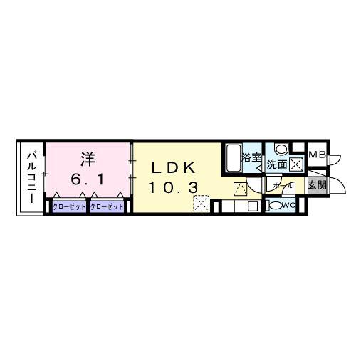 ヒカルサ和歌山城北サウス(1LDK/3階)の間取り写真