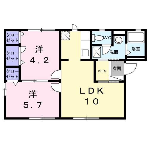 サンヴェール・ハイツ南 (2LDK/1階)の間取り写真