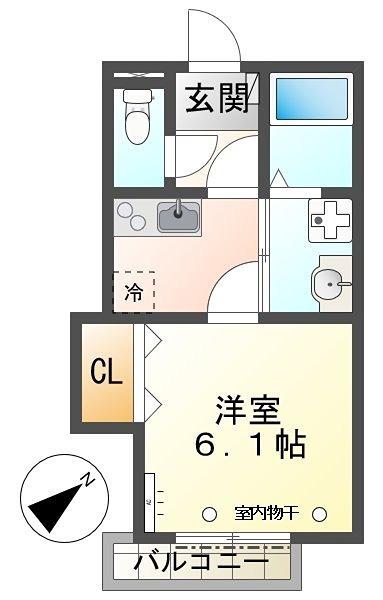 ルシオン丹木(1K/1階)の間取り写真