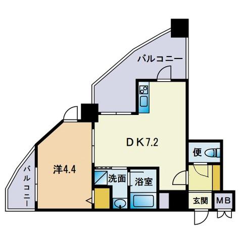 HF平尾レジデンス(1DK/11階)の間取り写真