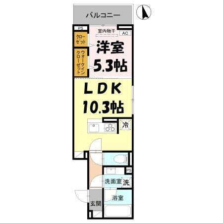 D-ROOM春日部大場(1LDK/2階)の間取り写真
