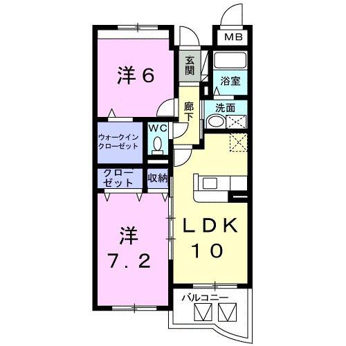 ヴィルーラル(2LDK/3階)の間取り写真