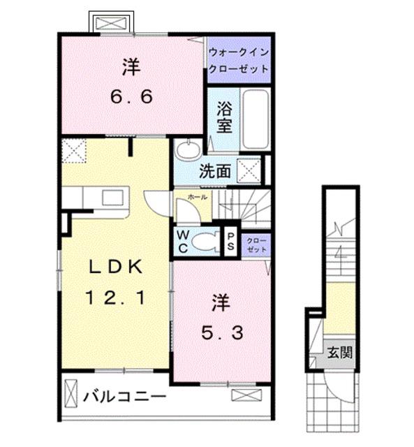 フェリーチェ船橋III(2LDK/2階)の間取り写真