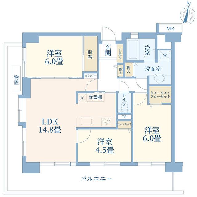 コスモ浦和常盤公園(3LDK/7階)の間取り写真