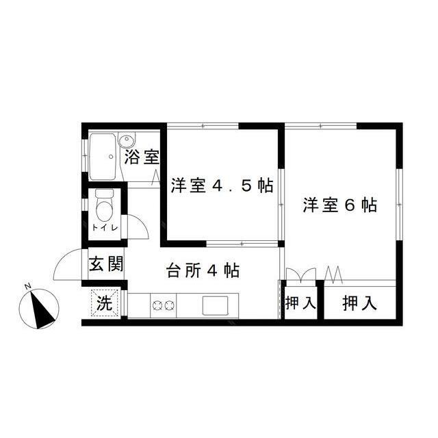 サンライズ田谷(2K/1階)の間取り写真