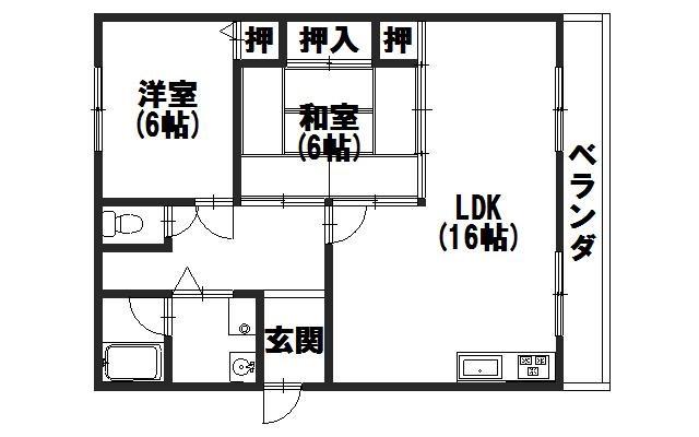 ハイツナカムラII(2LDK/1階)の間取り写真
