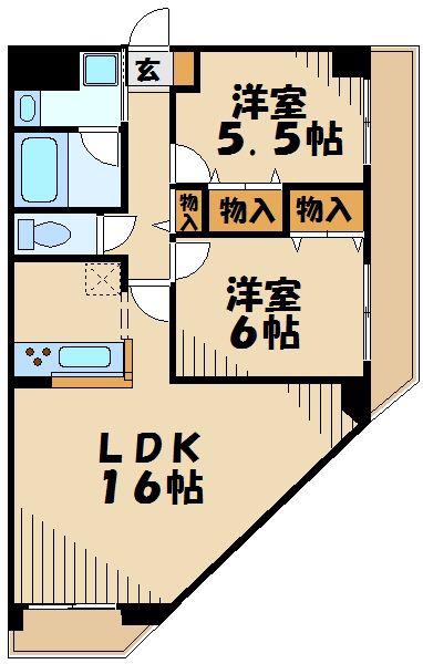 HIGH GROUND MANSION(2LDK/3階)の間取り写真