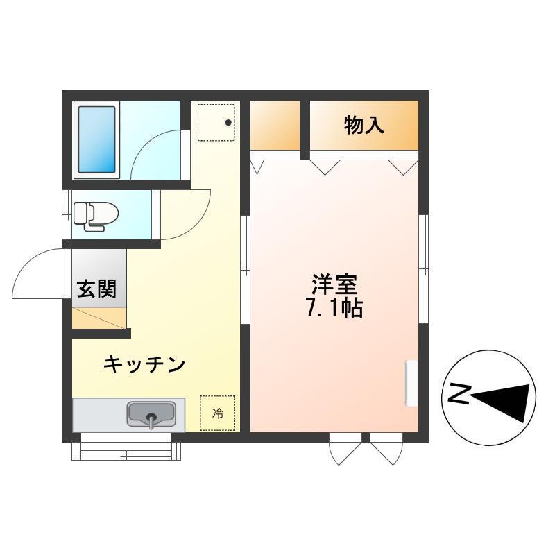 メールハイツ東万代(1K/1階)の間取り写真