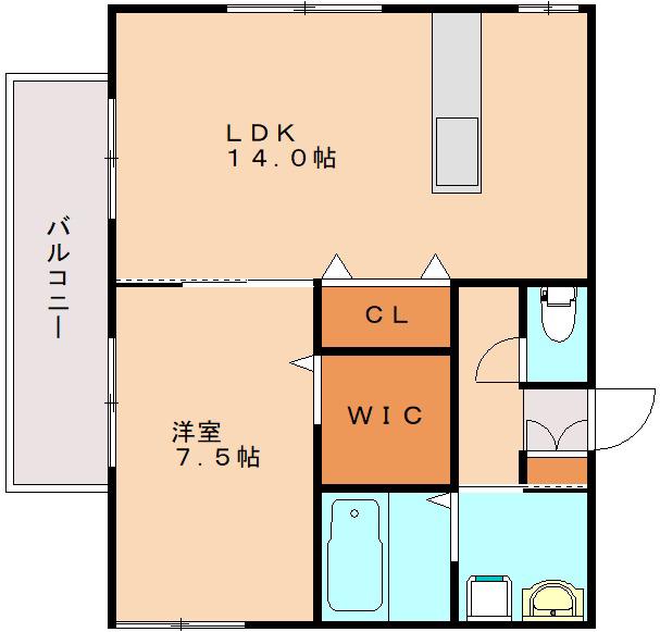 COMFORT福大前(1LDK/2階)の間取り写真