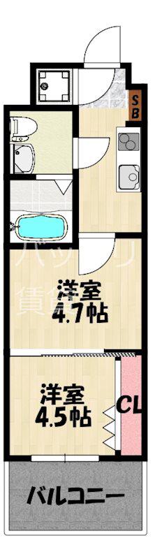 NO46 Vプロジェクト2100天神(2K/11階)の間取り写真