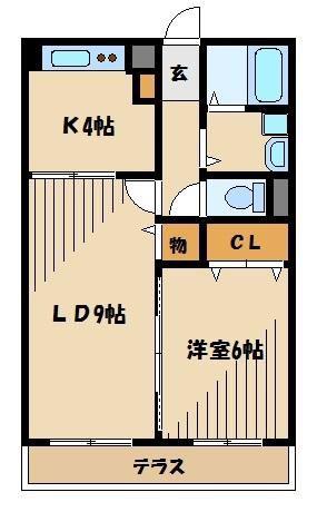 ハイツ広瀬東(1LDK/2階)の間取り写真