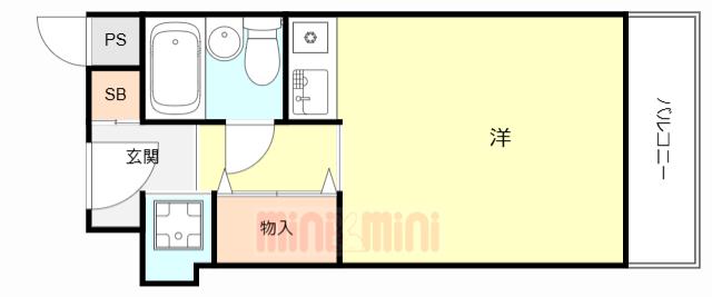 アメニティ塚本公園(ワンルーム/4階)の間取り写真