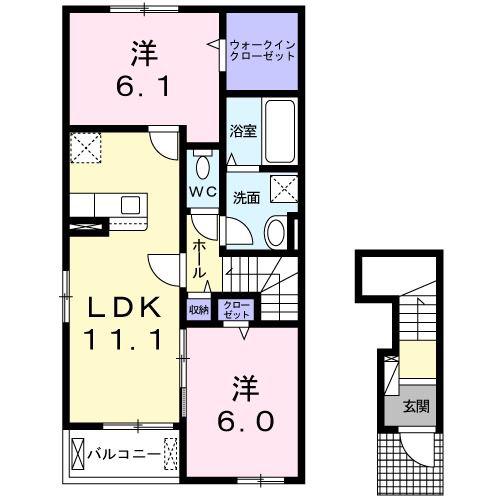スペランツァII(2LDK/2階)の間取り写真