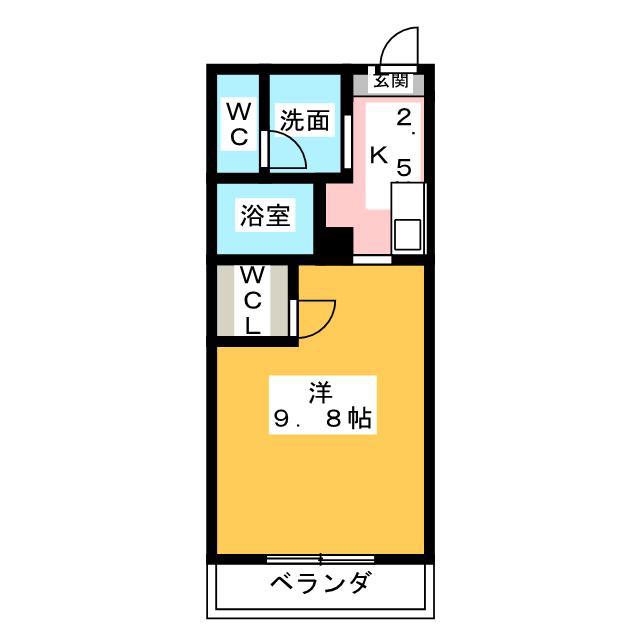ローズワースII(1K/2階)の間取り写真