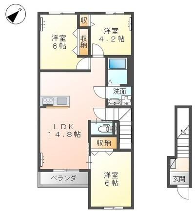 ネオソレイユII(3LDK/2階)の間取り写真