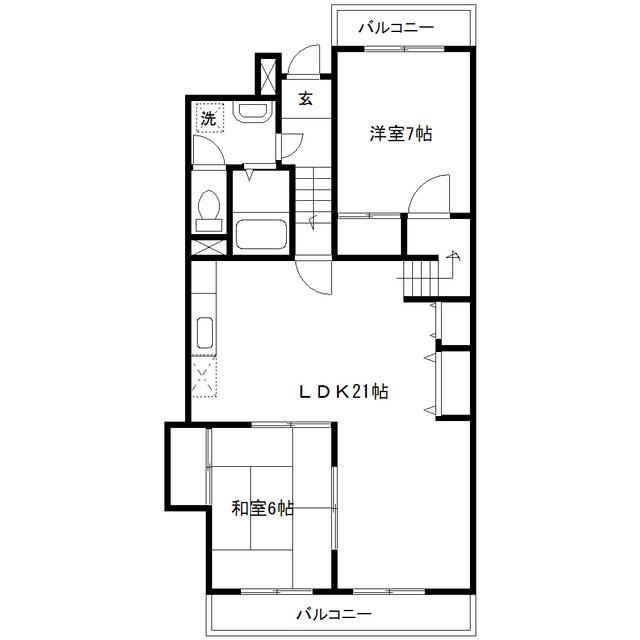 レジデンス司(2LDK/2階)の間取り写真