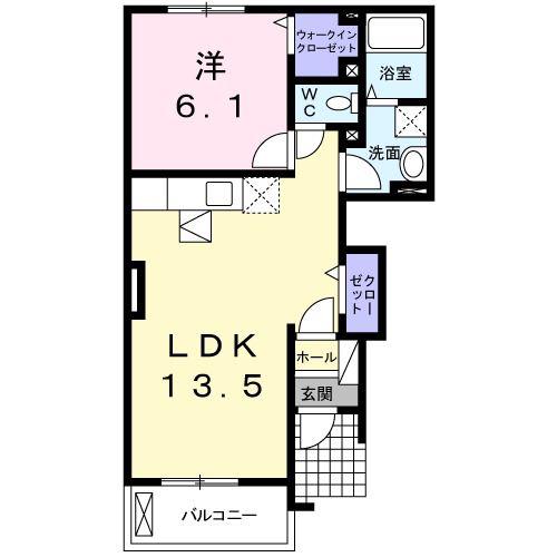 シャンヴィルIII番館(1LDK/1階)の間取り写真