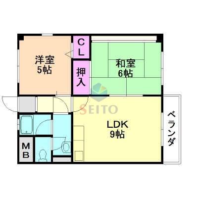 EF 岡町(2LDK/2階)の間取り写真