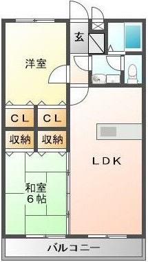 コスモパートII(2LDK/3階)の間取り写真